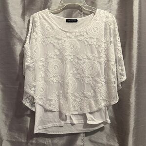 White Lace Popover Blouse